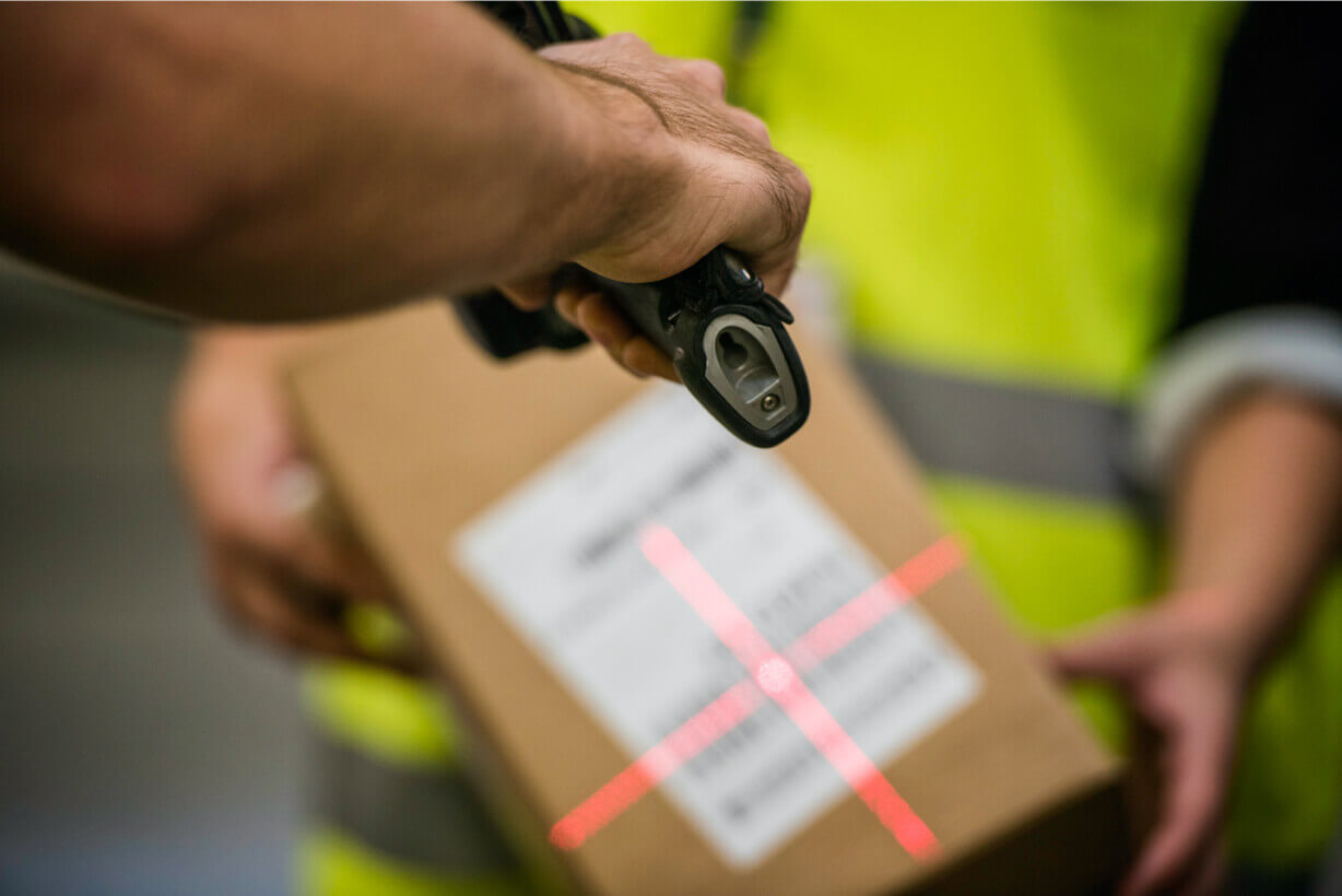 Scanning inbound packages creates a record and ensures delivery to the correct tenant.