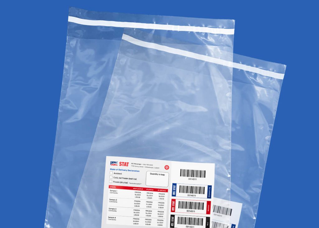 We can combine specimens into a single bag for medical courier service